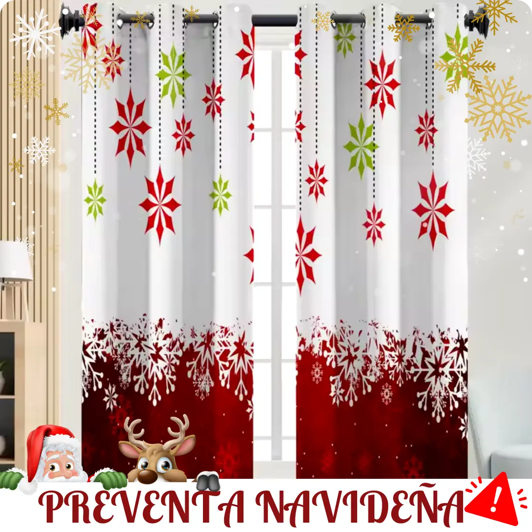 CORTINAS NAVIDEÑAS DISEÑO AMERICANO ¡Celebra con Alegría y Gratitud!